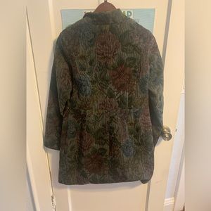 Vintage Express winter coat with a floral jacquard print.
